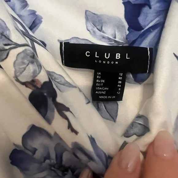 Club L London Blue and White Floral One-Shoulder Maxi Dress - Picture 2 of 5